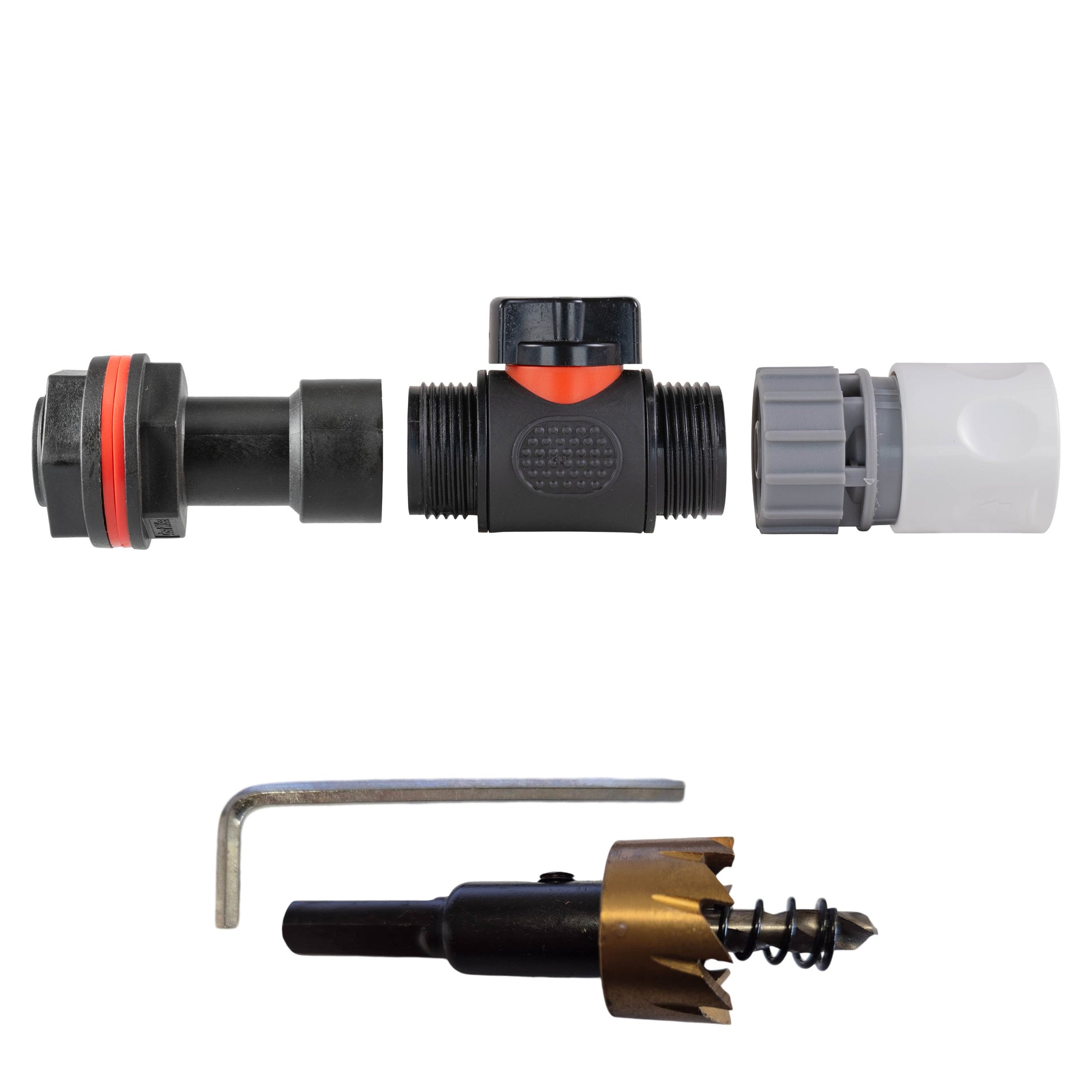 Water Butt Extension Kit 3/4" with In-Line Valve + Female Quick Connector WL and Drill Bit - Best4Trade-Retail Tech Hose & Fittings