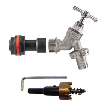 Water Butt Extension Kit 3/4" with Nickel Plated Barbed Tap and Drill Bit - Best4Trade-Retail Tech Hose & Fittings