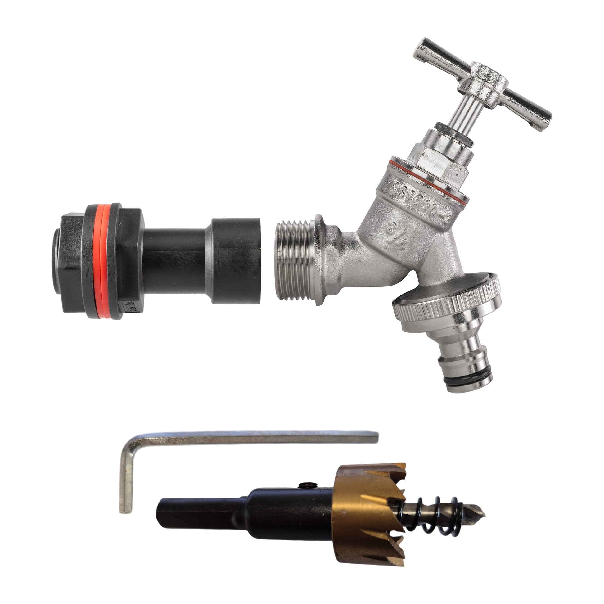 Water Butt Extension Kit 3/4" with Nickel Plated Quick Connect Tap and Drill Bit - Best4Trade-Retail Tech Hose & Fittings