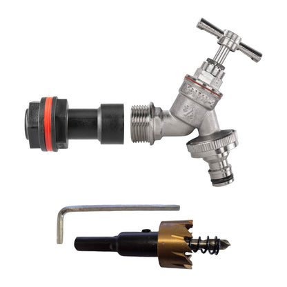 Water Butt Extension Kit 3/4" with Nickel Plated Quick Connect Tap and Drill Bit - Best4Trade-Retail Tech Hose & Fittings