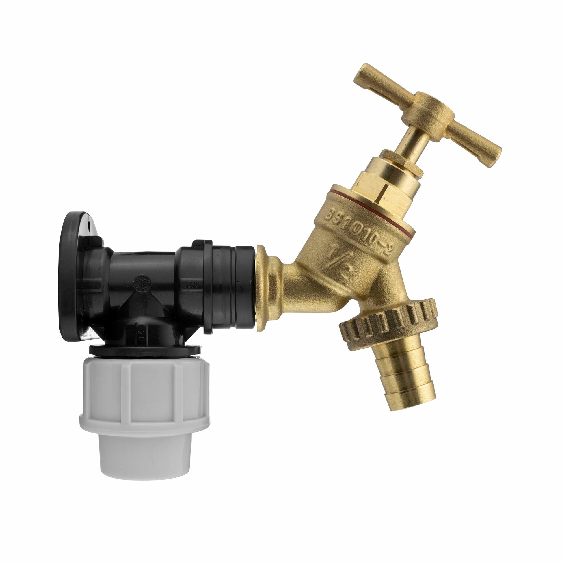 Wall Flange Kit 20mm MDPE - Brass Garden Tap 1/2" Barb - Best4Trade-Retail Tech Hose & Fittings