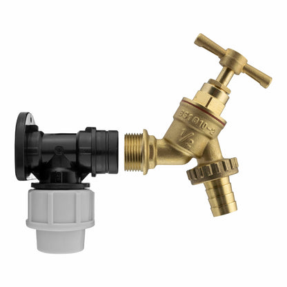 Wall Flange Kit 20mm MDPE - Brass Garden Tap 1/2" Barb - Best4Trade-Retail Tech Hose & Fittings