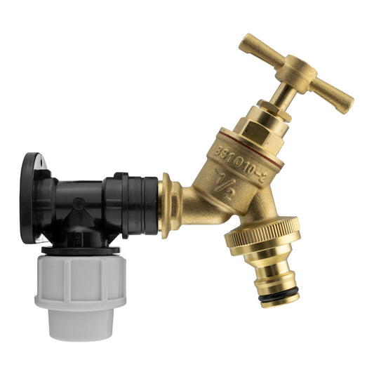 Wall Flange Kit 20mm MDPE - Brass Garden Tap 1/2" Snap On - Best4Trade-Retail Tech Hose & Fittings