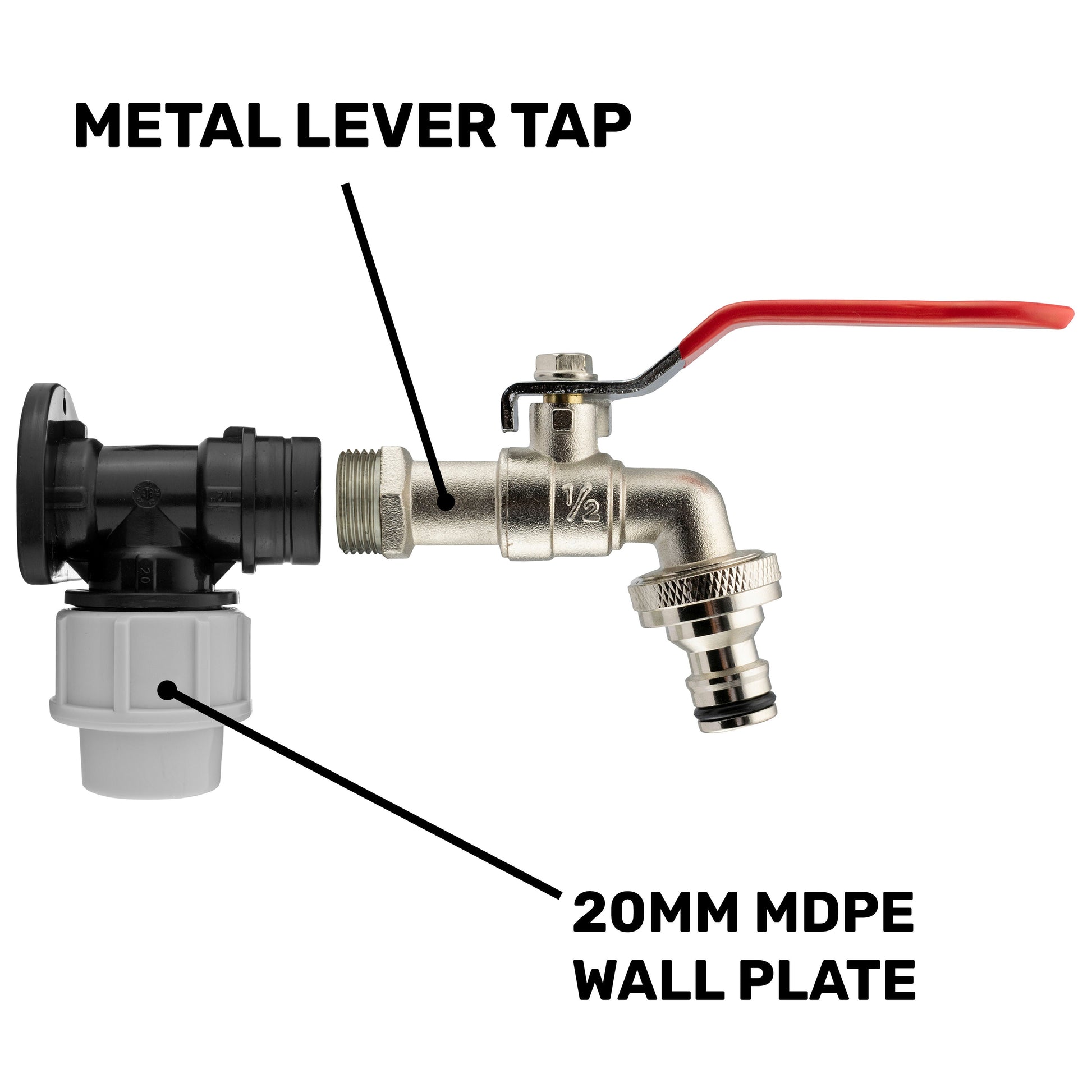 Wall Flange Kit 20mm MDPE - Lever Tap & Snap On - Best4Trade-Retail Tech Hose & Fittings