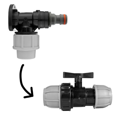 Wall Flange Kit 20mm MDPE – Snap-On Male & Inline Valve - Best4Trade-Retail Tech Hose & Fittings
