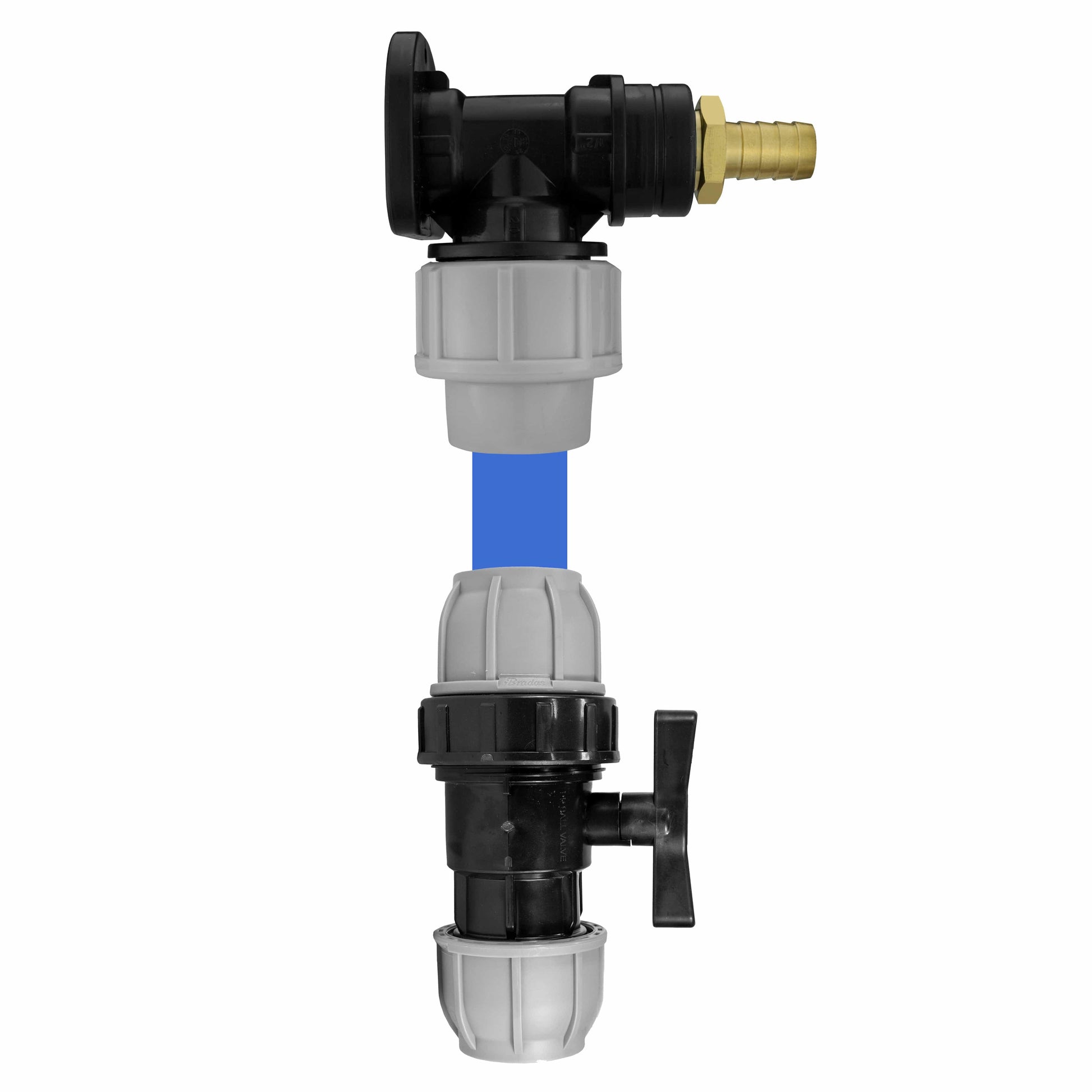 Wall Flange Kit 20mm MDPE + 1/2" Barb Outlet + In Line Valve - Best4Trade-Retail Tech Hose & Fittings