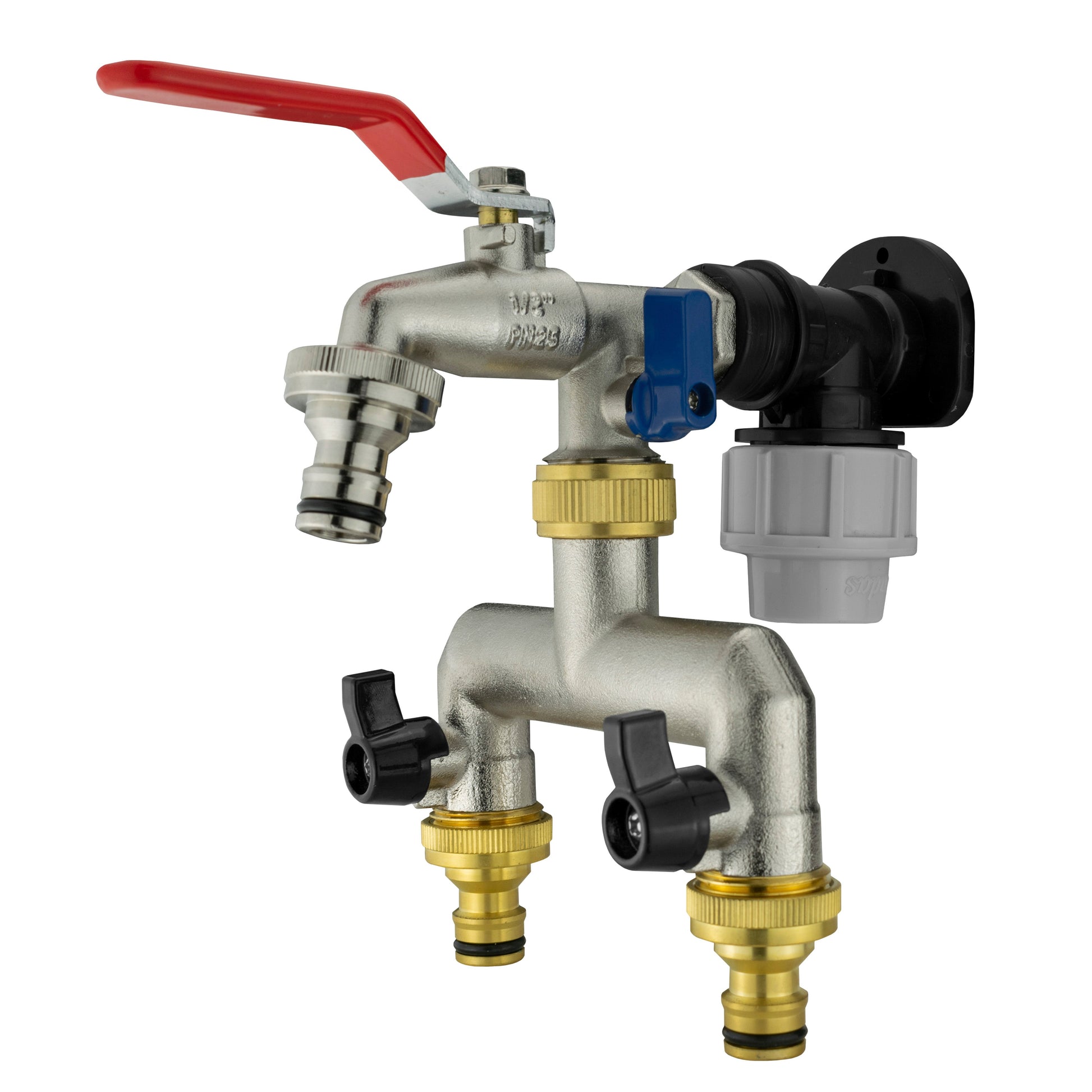 Wall Flange Kit 20mm MDPE - Double Tap with Triple Outlet - Best4Trade-Retail Tech Hose & Fittings