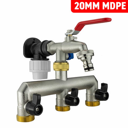 Wall Flange Kit 20mm MDPE + Triple Outlet Metal Splitter Tap - Best4Trade-Retail Tech Hose & Fittings