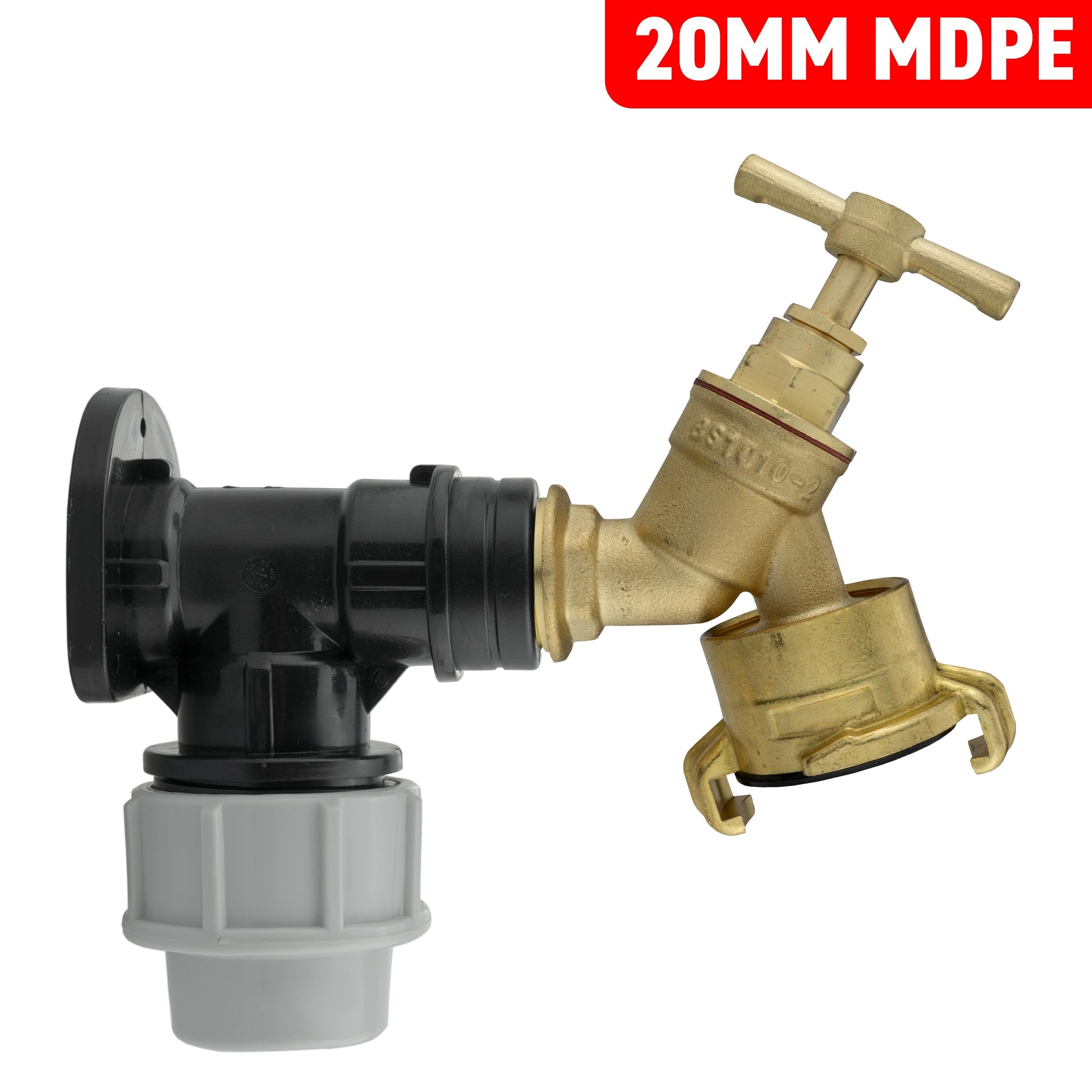 Wall Flange Kit 20mm MDPE + Bib Tap Geka Outlet - Best4Trade-Retail Tech Hose & Fittings