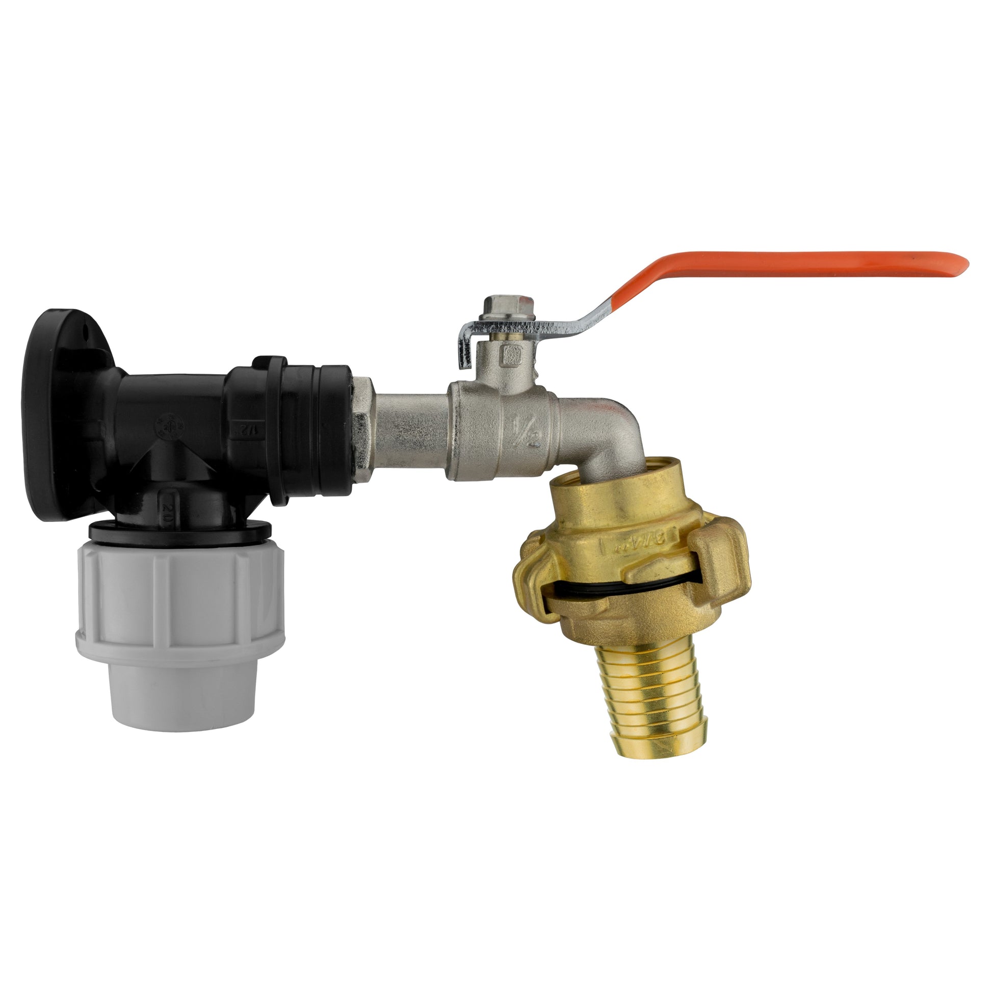 Wall Flange Kit 20mm MDPE + Lever Tap + 25mm Barbed Geka Set - Best4Trade-Retail Tech Hose & Fittings