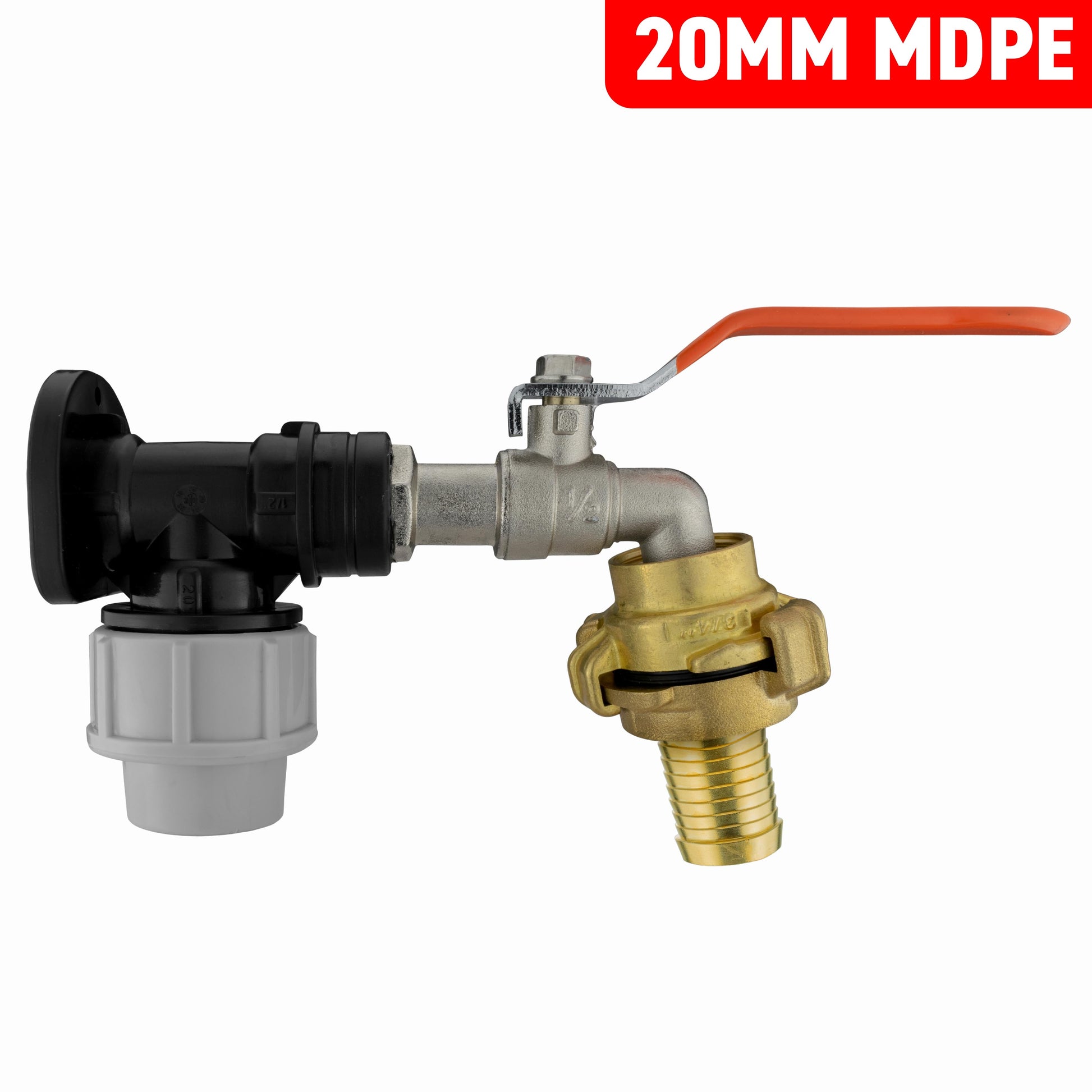 Wall Flange Kit 20mm MDPE + Lever Tap + 25mm Barbed Geka Set - Best4Trade-Retail Tech Hose & Fittings