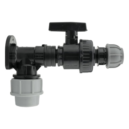 Wall Flange Kit 25mm MDPE + Large Plastic Valve & 20mm MDPE Straight - Best4Trade-Retail Tech Hose & Fittings