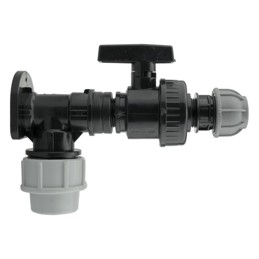 Wall Flange Kit 25mm MDPE + Large Plastic Valve & 20mm MDPE Straight - Best4Trade-Retail Tech Hose & Fittings