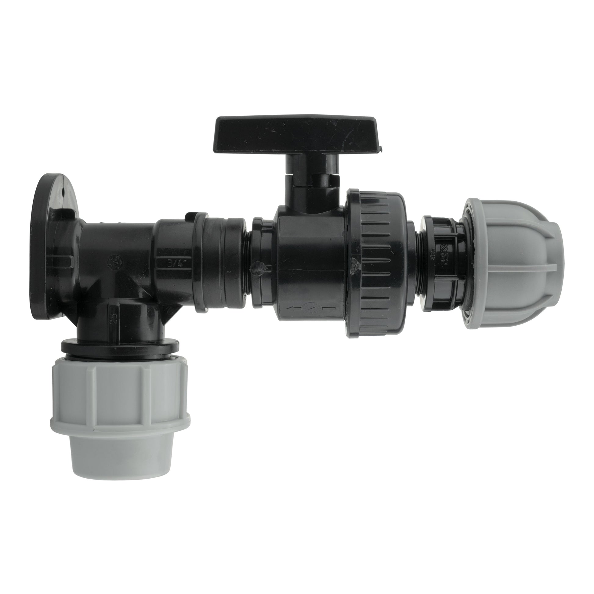 Wall Flange Kit 25mm MDPE + Large Plastic Valve & 25mm MDPE Straight - Best4Trade-Retail Tech Hose & Fittings