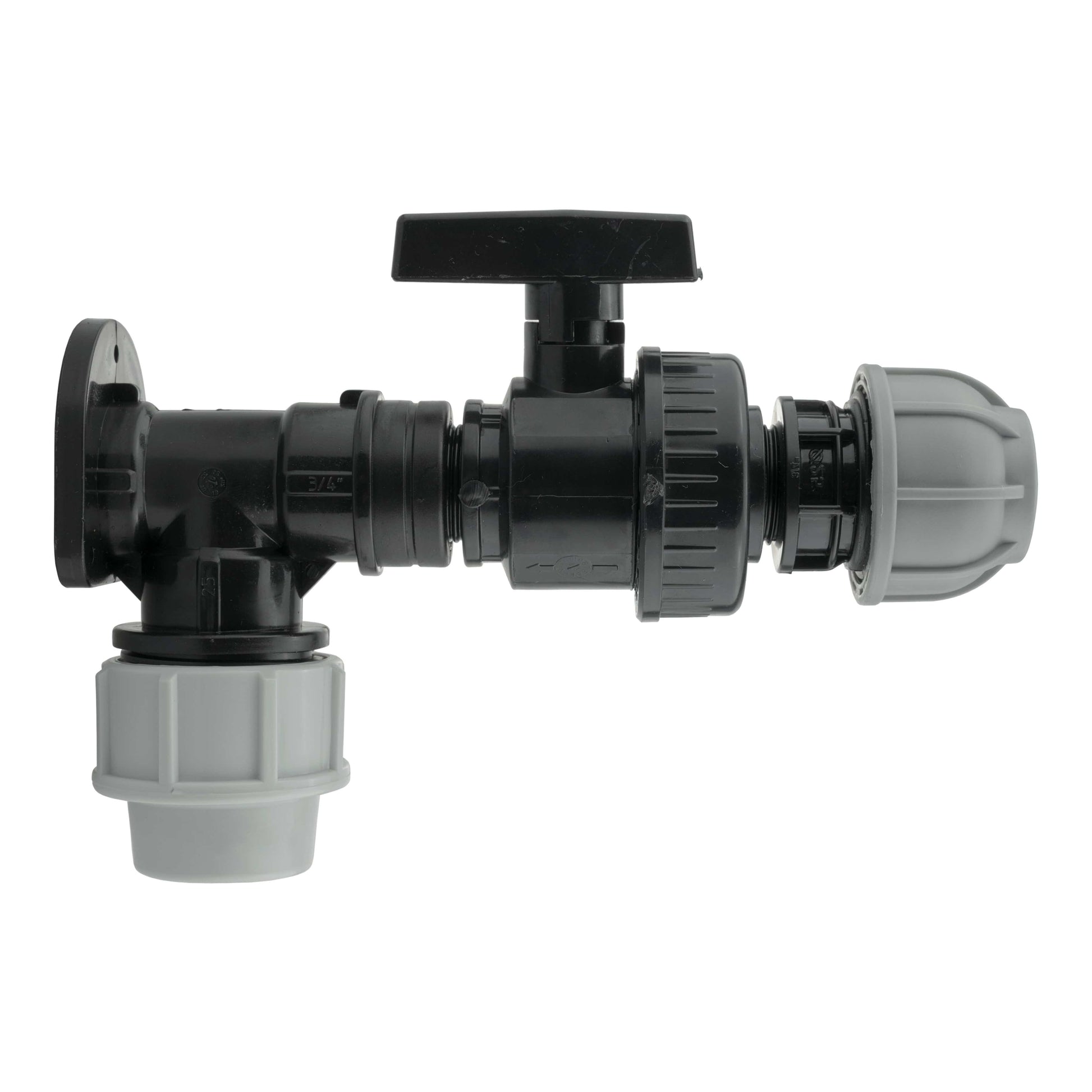 Wall Flange Kit 32mm MDPE + Large Plastic Valve & 32mm MDPE Straight - Best4Trade-Retail Tech Hose & Fittings