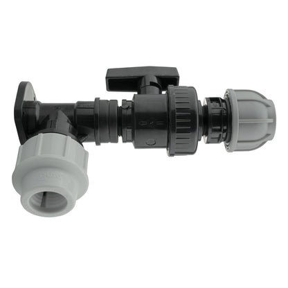 Wall Flange Kit 25mm MDPE + Large Plastic Valve & 25mm MDPE Straight - Best4Trade-Retail Tech Hose & Fittings