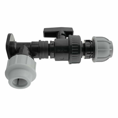 Wall Flange Kit 32mm MDPE + Large Plastic Valve & 32mm MDPE Straight - Best4Trade-Retail Tech Hose & Fittings