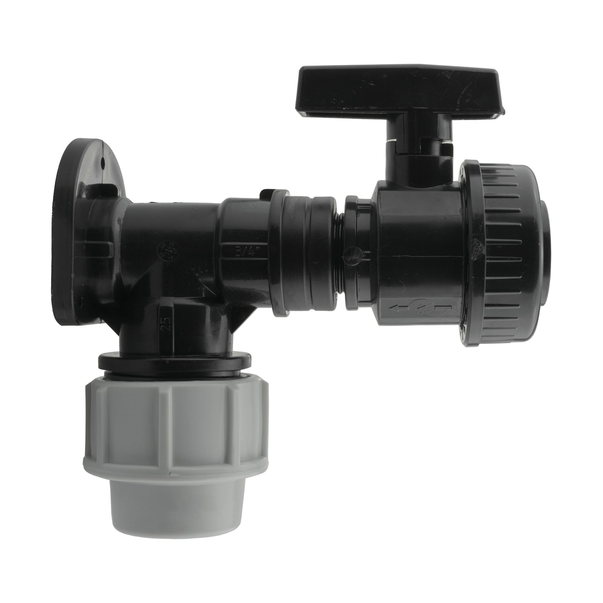 Wall Flange Kit 32mm MDPE + Large Plastic Valve 3/4" BSP - Best4Trade-Retail Tech Hose & Fittings