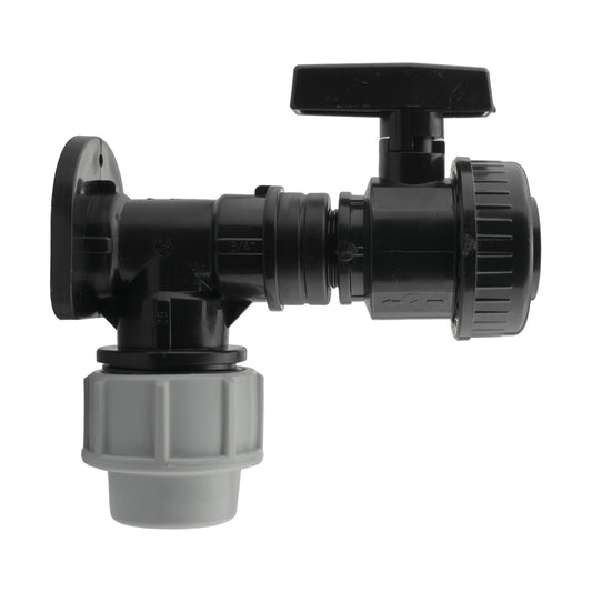 Wall Flange Kit 32mm MDPE + Large Plastic Valve 3/4" BSP - Best4Trade-Retail Tech Hose & Fittings