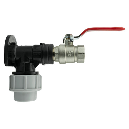 Wall Flange Kit 25mm MDPE + Lever Valve ¾” BSP - Best4Trade-Retail Tech Hose & Fittings