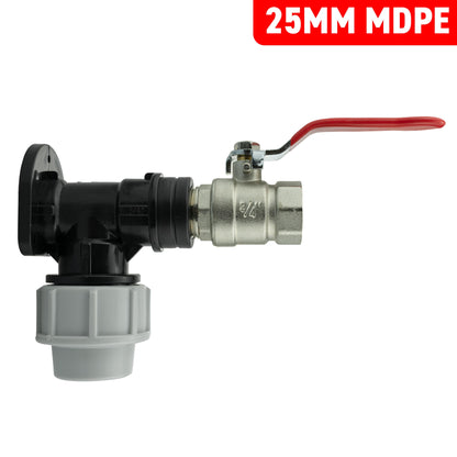 Wall Flange Kit 25mm MDPE + Lever Valve ¾” BSP - Best4Trade-Retail Tech Hose & Fittings