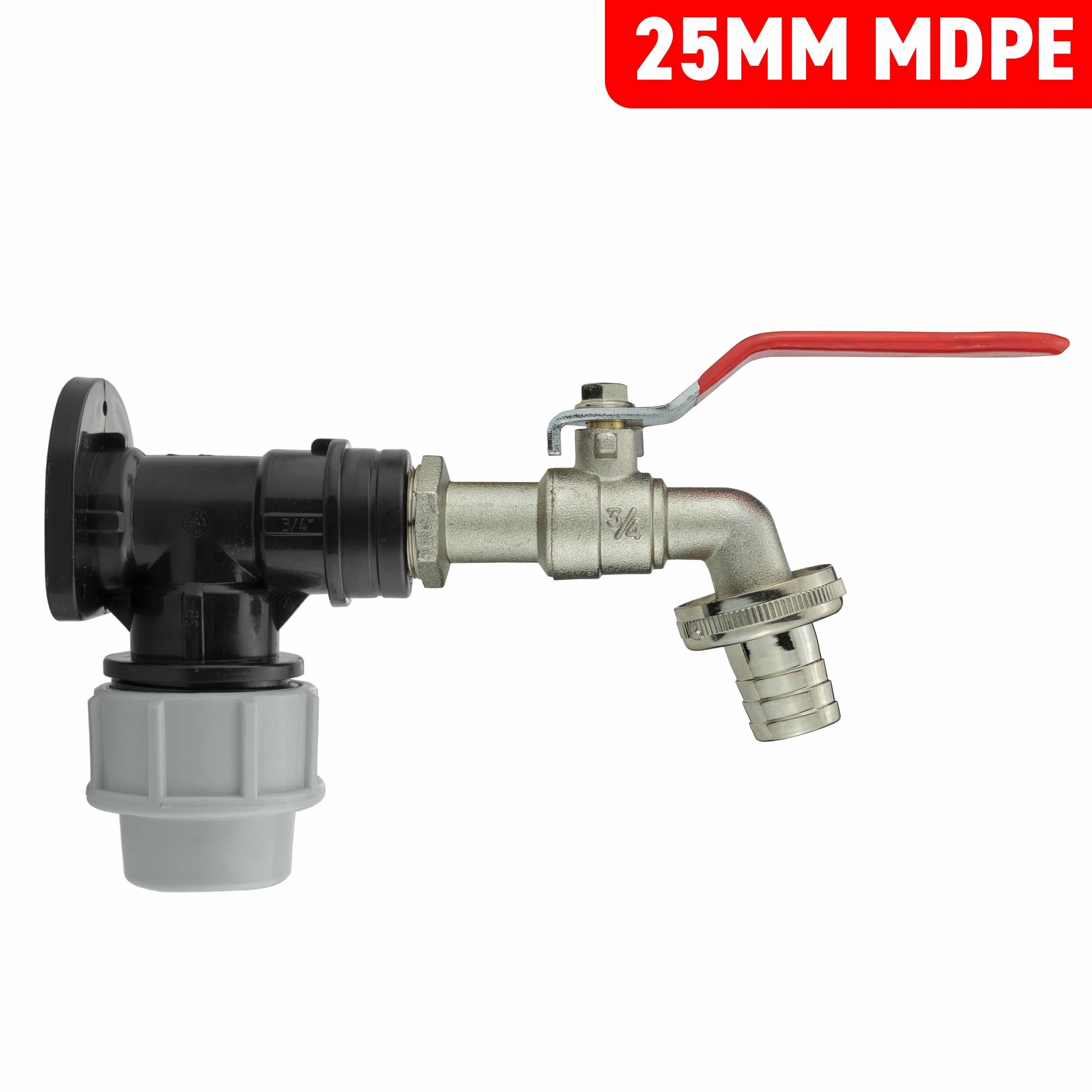 Wall Flange Kit 25mm MDPE + Lever Tap 3/4" Barb - Best4Trade-Retail Tech Hose & Fittings