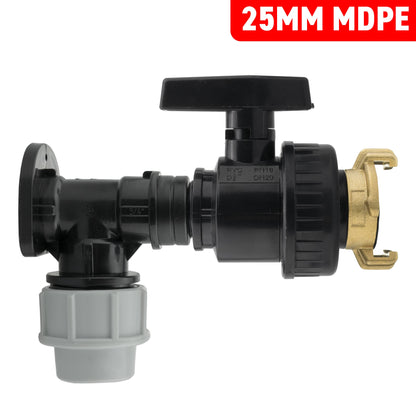 Wall Flange Kit 25mm MDPE + Large Plastic Valve + Geka - Best4Trade-Retail Tech Hose & Fittings