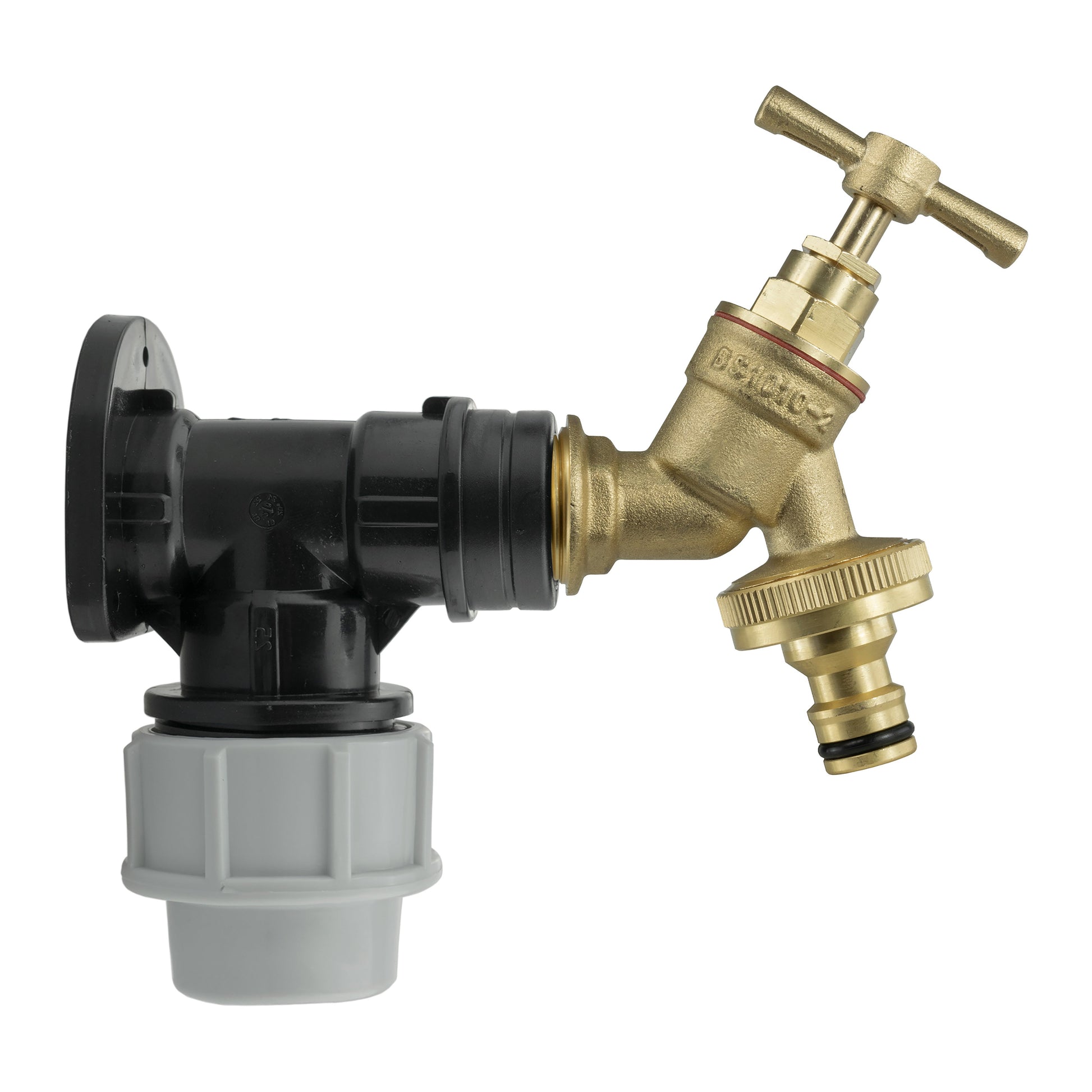 Wall Flange Kit 25mm MDPE - Brass Garden Tap Snap-On Male - Best4Trade-Retail Tech Hose & Fittings