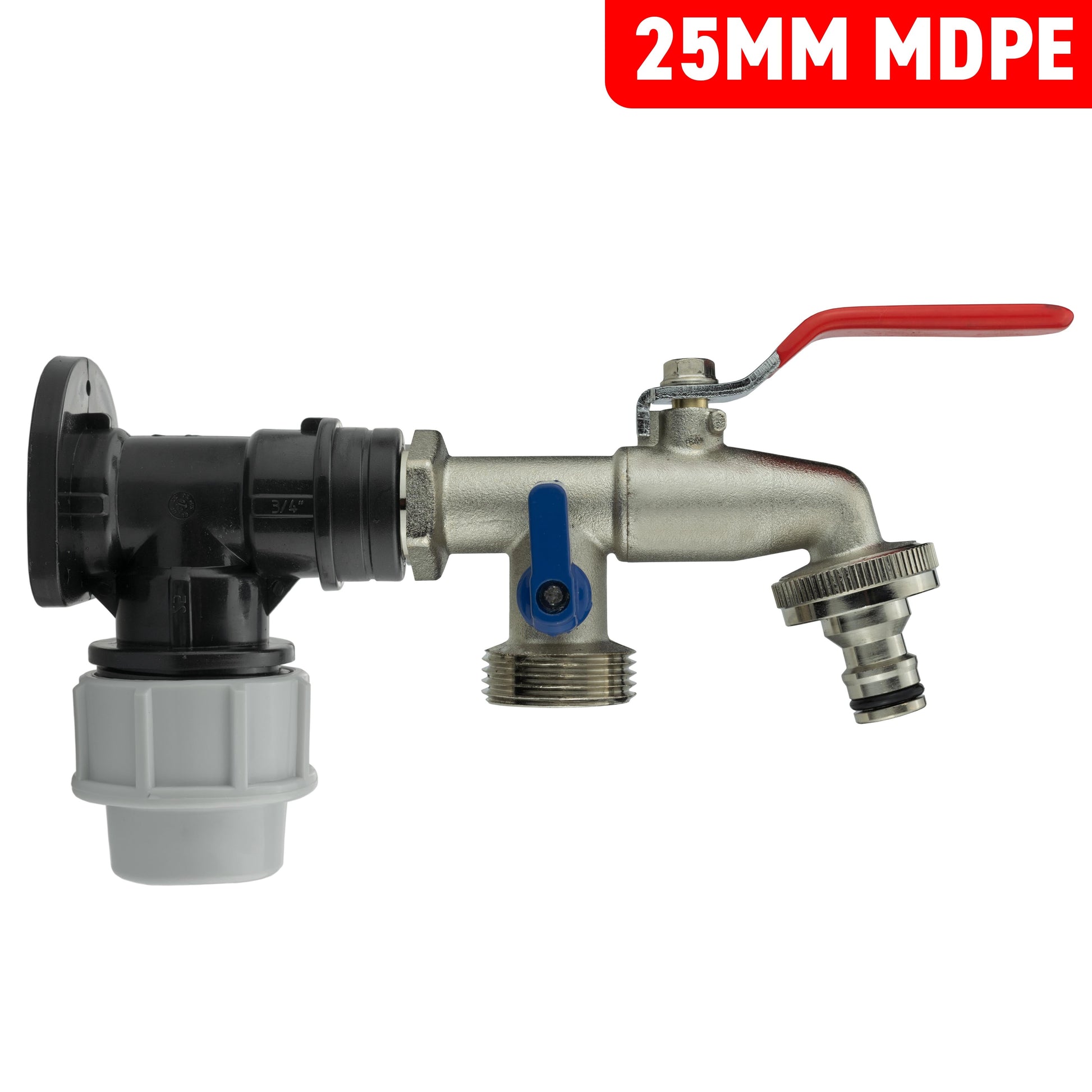 Wall Flange Kit 25mm MDPE + Double Lever Tap ¾” BSP - Best4Trade-Retail Tech Hose & Fittings
