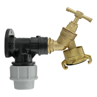Wall Flange Kit 32mm MDPE + Brass Bib Tap with Geka Claw Outlet - Best4Trade-Retail Tech Hose & Fittings