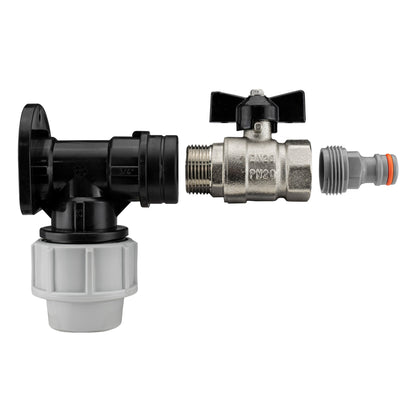 Wall Flange Kit 25mm MDPE + Bib Valve + Click Lock Male WL - Best4Trade-Retail Tech Hose & Fittings