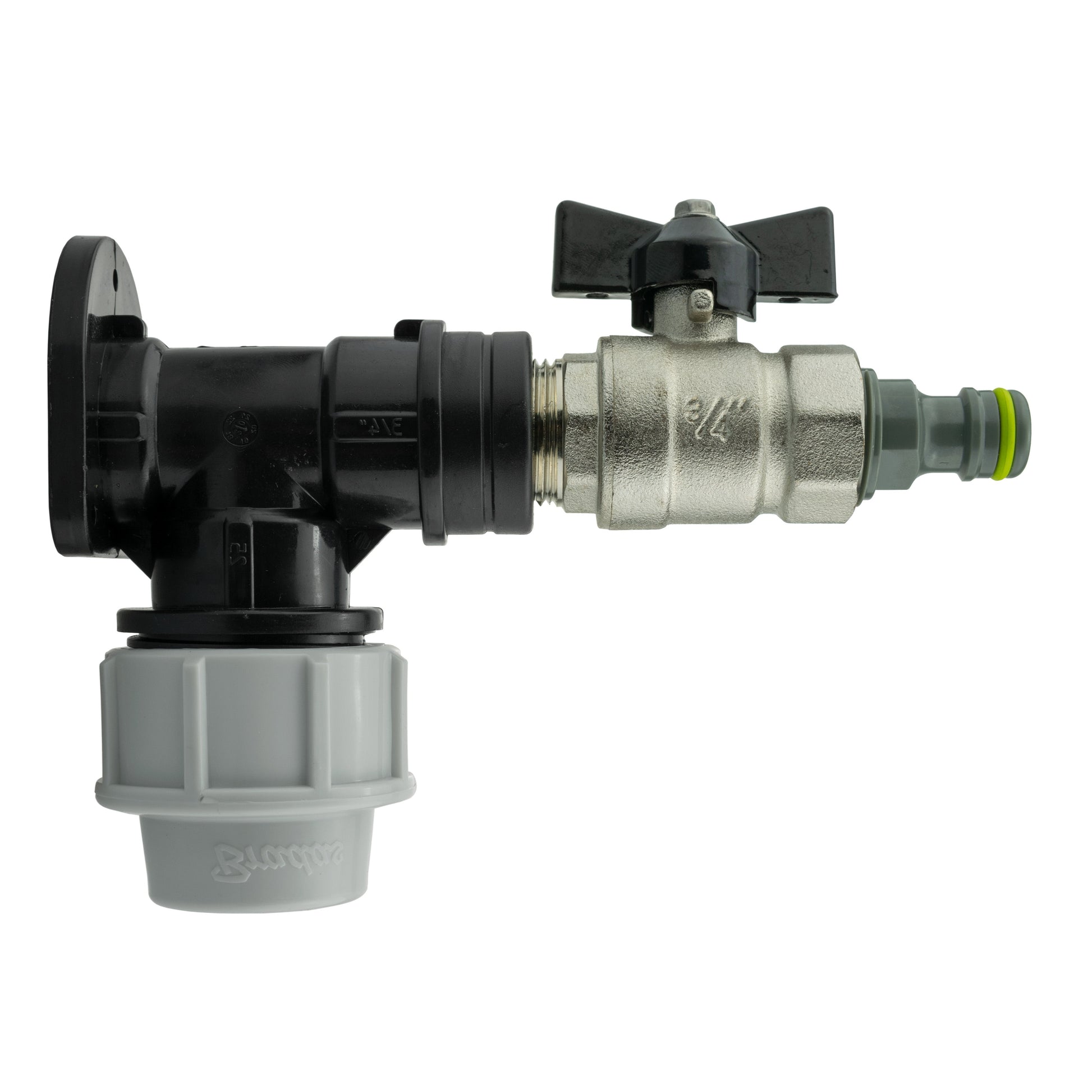 Wall Flange Kit 32mm MDPE + Bib Valve + Click Lock Male Lime - Best4Trade-Retail Tech Hose & Fittings