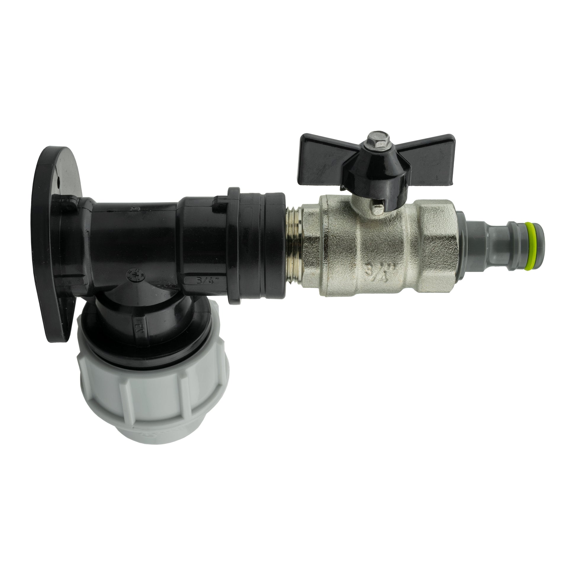 Wall Flange Kit 32mm MDPE + Bib Valve + Click Lock Male Lime - Best4Trade-Retail Tech Hose & Fittings