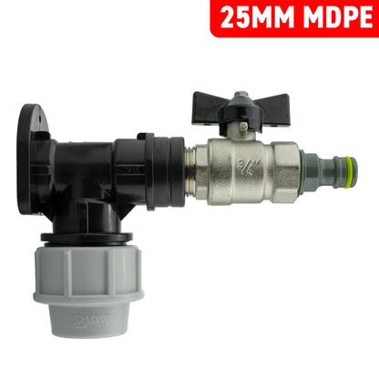 Wall Flange Kit 25mm MDPE + Bib Valve + Click Lock Male Lime - Best4Trade-Retail Tech Hose & Fittings