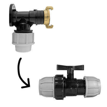 Wall Flange Kit 25mm MDPE + 25mm MDPE Valve + ¾” BSP Geka - Best4Trade-Retail Tech Hose & Fittings