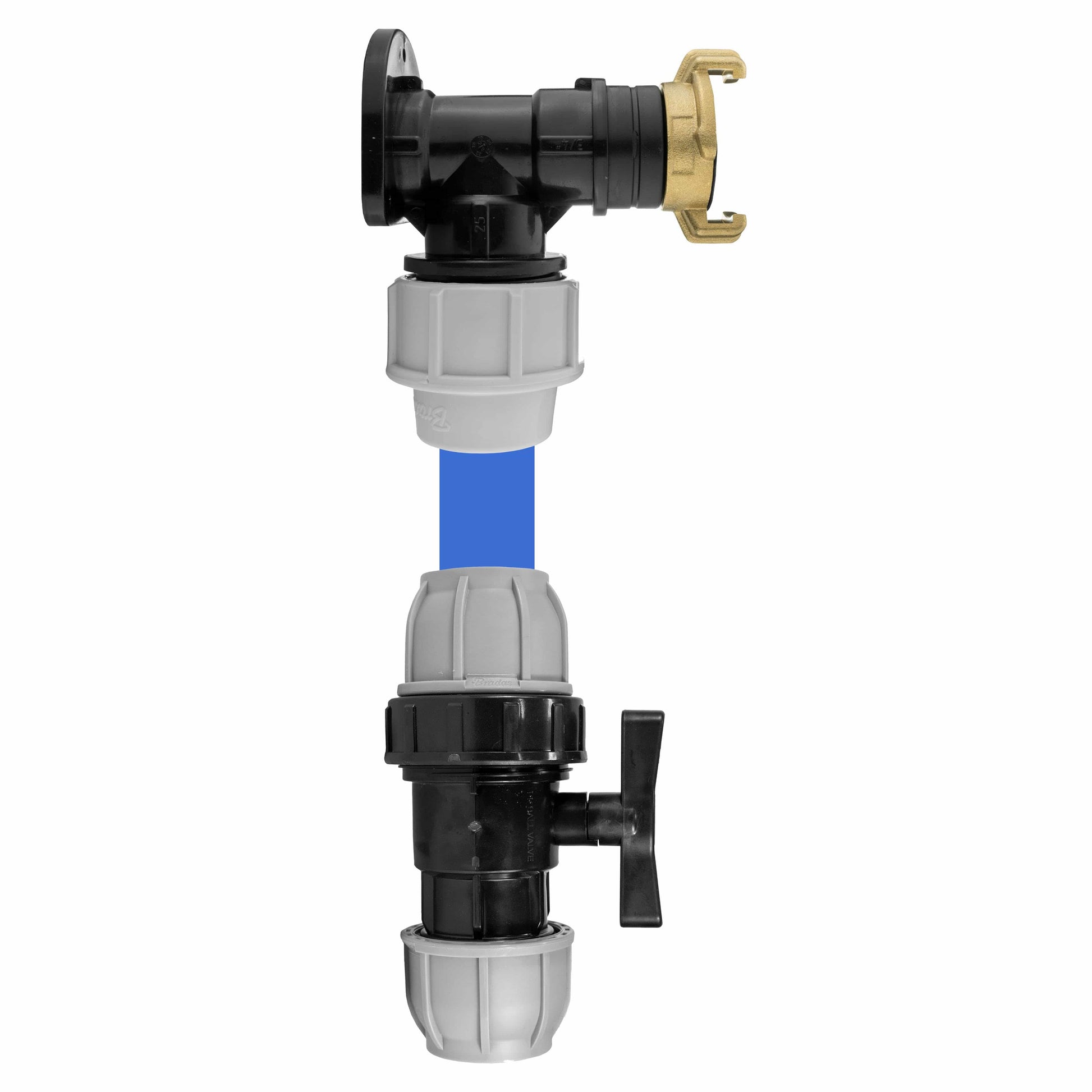 Wall Flange Kit 25mm MDPE + 25mm MDPE Valve + ¾” BSP Geka - Best4Trade-Retail Tech Hose & Fittings