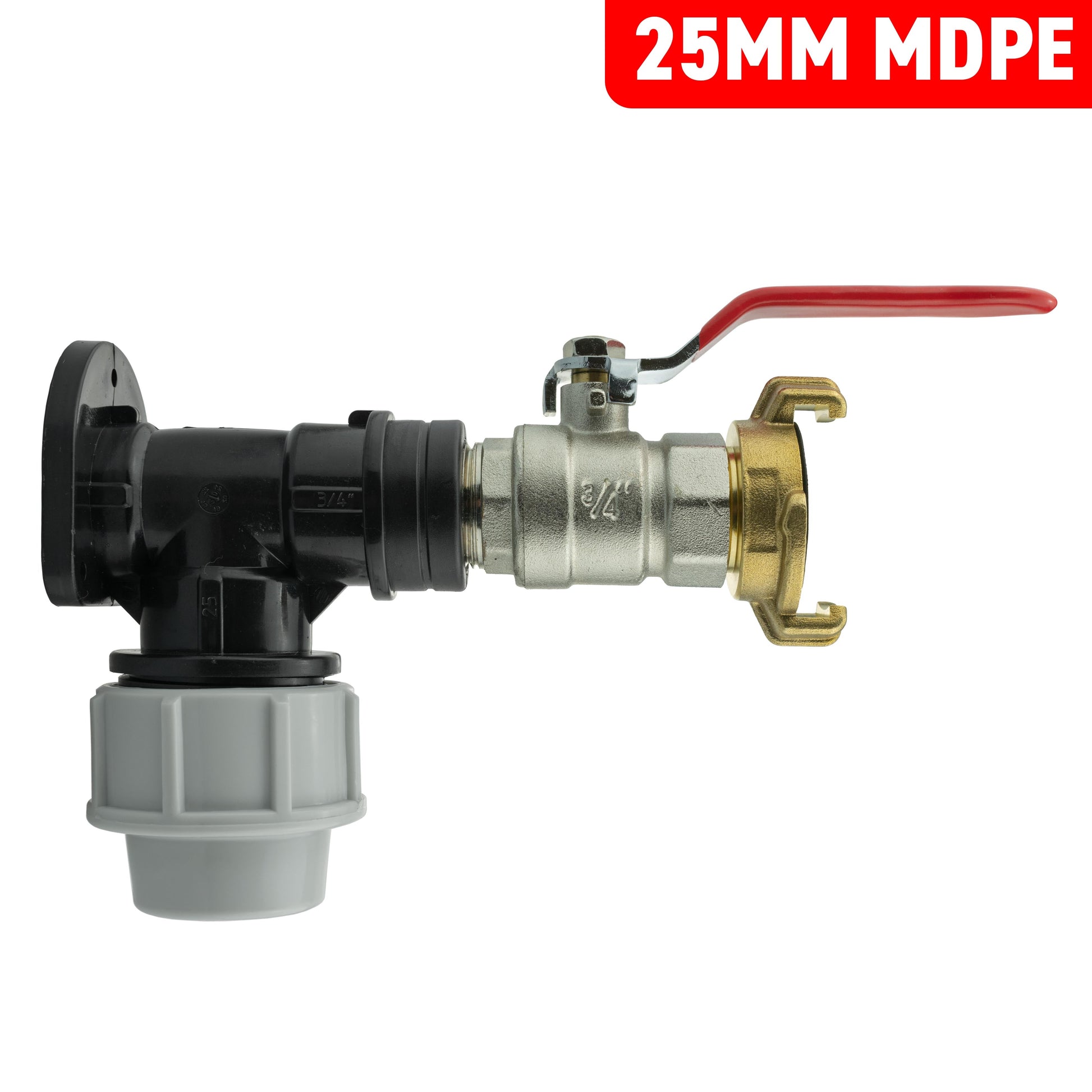 Wall Flange Kit 25mm MDPE + Lever Valve + ¾” BSP Geka - Best4Trade-Retail Tech Hose & Fittings