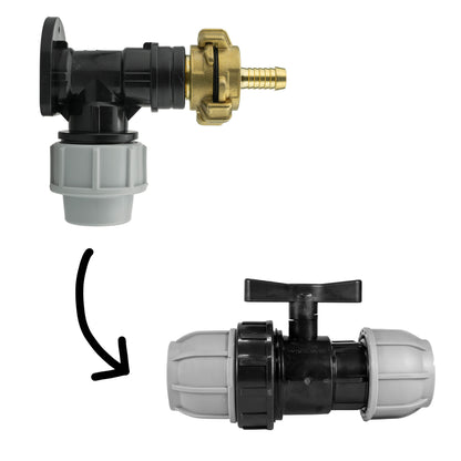 Wall Flange Kit 25mm MDPE + 25mm MDPE Valve + 13mm Barbed Geka Set - Best4Trade-Retail Tech Hose & Fittings