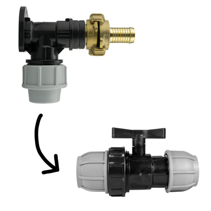 Wall Flange Kit 25mm MDPE + 25mm MDPE Valve + 19mm Barbed Geka Set - Best4Trade-Retail Tech Hose & Fittings