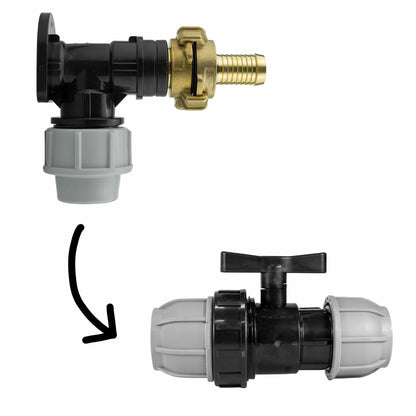 Wall Flange Kit 32mm MDPE + 32mm MDPE Valve + 19mm Barbed Geka Set - Best4Trade-Retail Tech Hose & Fittings