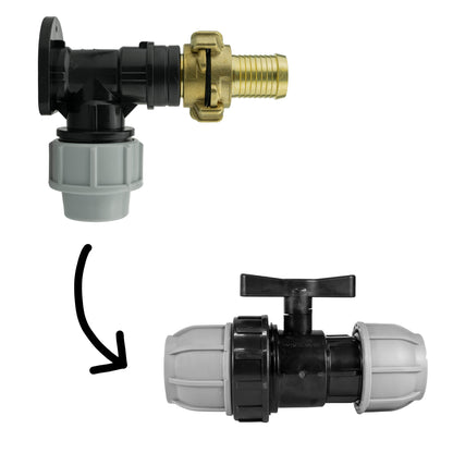 Wall Flange Kit 32mm MDPE + 32mm MDPE Valve + 25mm Barbed Geka Set - Best4Trade-Retail Tech Hose & Fittings