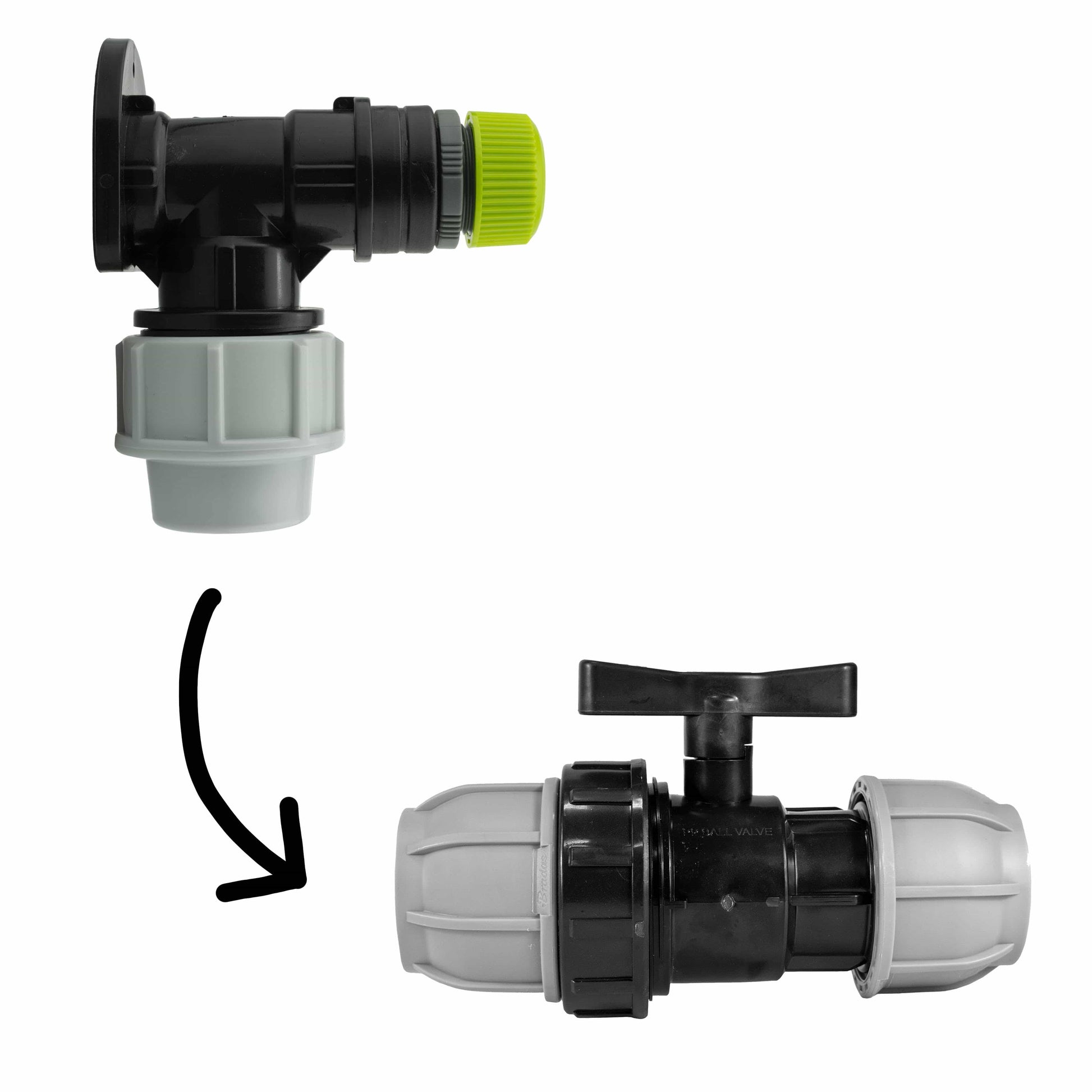 Wall Flange Kit 25mm MDPE + 25mm MDPE Valve + Direct Hose Connector - Best4Trade-Retail Tech Hose & Fittings
