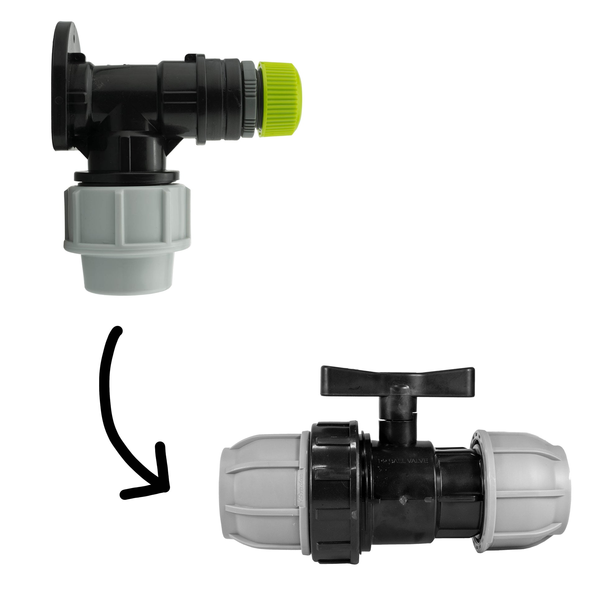 Wall Flange Kit 32mm MDPE + 32mm MDPE Valve + Direct Hose Connector - Best4Trade-Retail Tech Hose & Fittings
