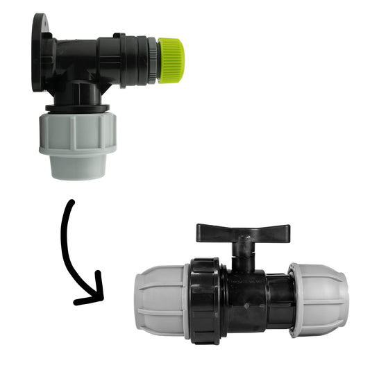 Wall Flange Kit 32mm MDPE + 32mm MDPE Valve + Direct Hose Connector - Best4Trade-Retail Tech Hose & Fittings
