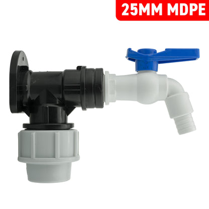 Wall Flange Kit 25mm MDPE + White PVC Tap - Best4Trade-Retail Tech Hose & Fittings