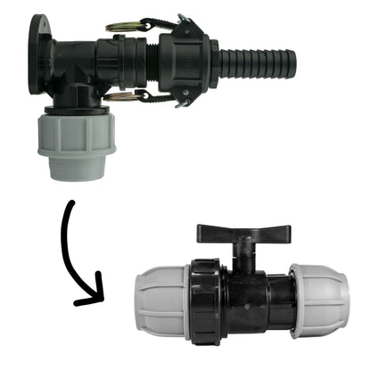 Wall Flange Kit 32mm MDPE + 32mm MDPE Valve + 3/4" Camlock Type B+E - Best4Trade-Retail Tech Hose & Fittings