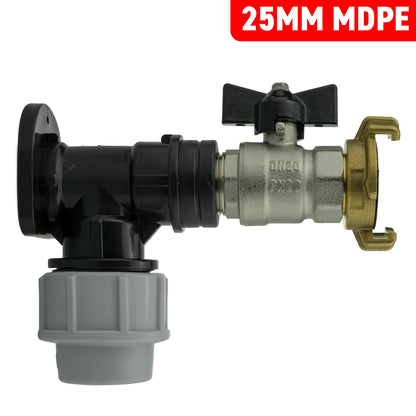 Wall Flange Kit 25mm MDPE + Bib Valve + Geka - Best4Trade-Retail Tech Hose & Fittings