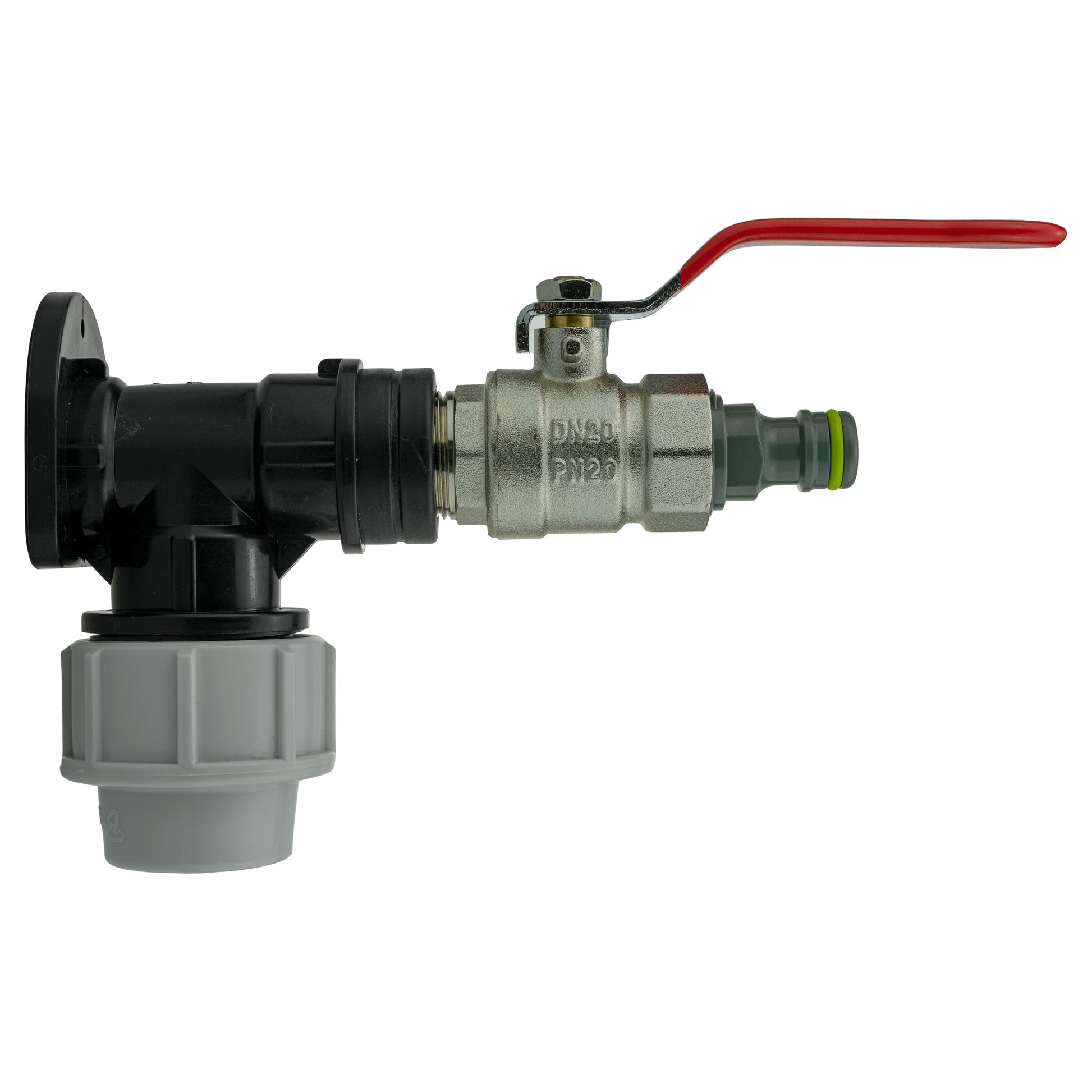 Wall Flange Kit 25mm MDPE + Lever Valve + Quick Connect Male - Best4Trade-Retail Tech Hose & Fittings
