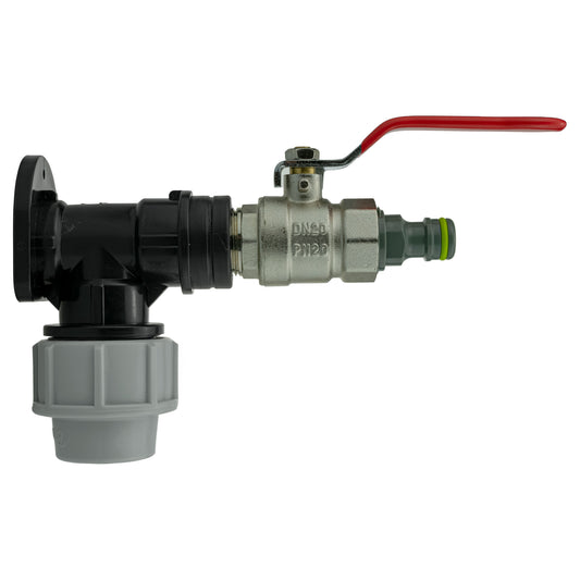 Wall Flange Kit 32mm MDPE + Lever Valve + Quick Connect Male - Best4Trade-Retail Tech Hose & Fittings