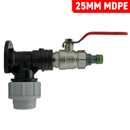 Wall Flange Kit 25mm MDPE + Lever Valve + Quick Connect Male - Best4Trade-Retail Tech Hose & Fittings